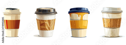 Coffee cup, beverage container, cafe clipart vector illustration set