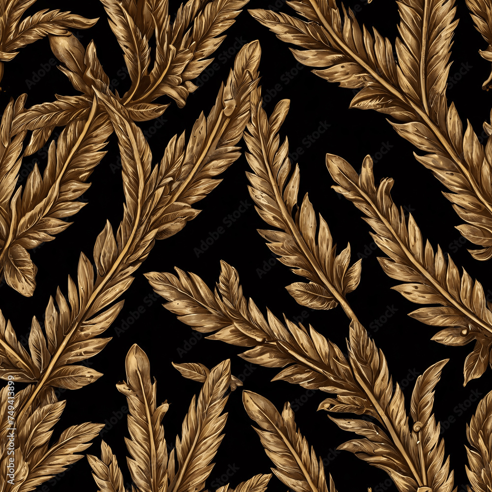 Fototapeta seamless pattern with leaves . Created using generative AI
