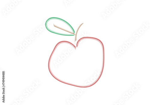 Icono de manzana hecho con trazado de acuarela. 
