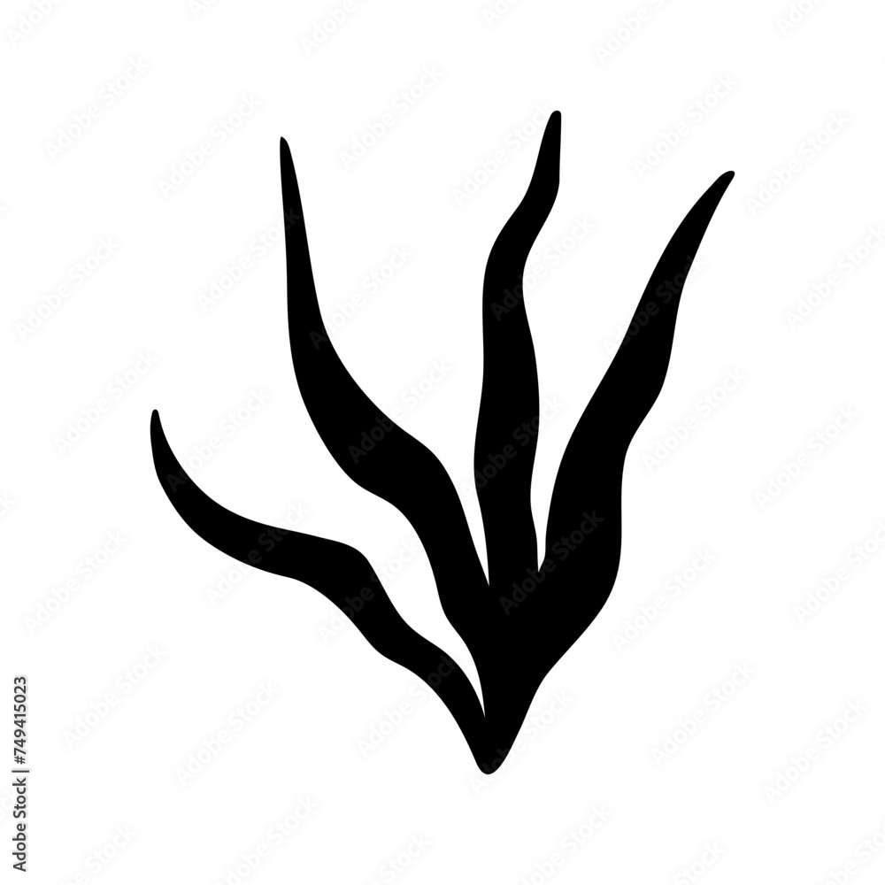 Vector single seaweed silhouette. Hand drawn doodle illustrations Vector single seaweed silhouette. Hand drawn doodle illustrations