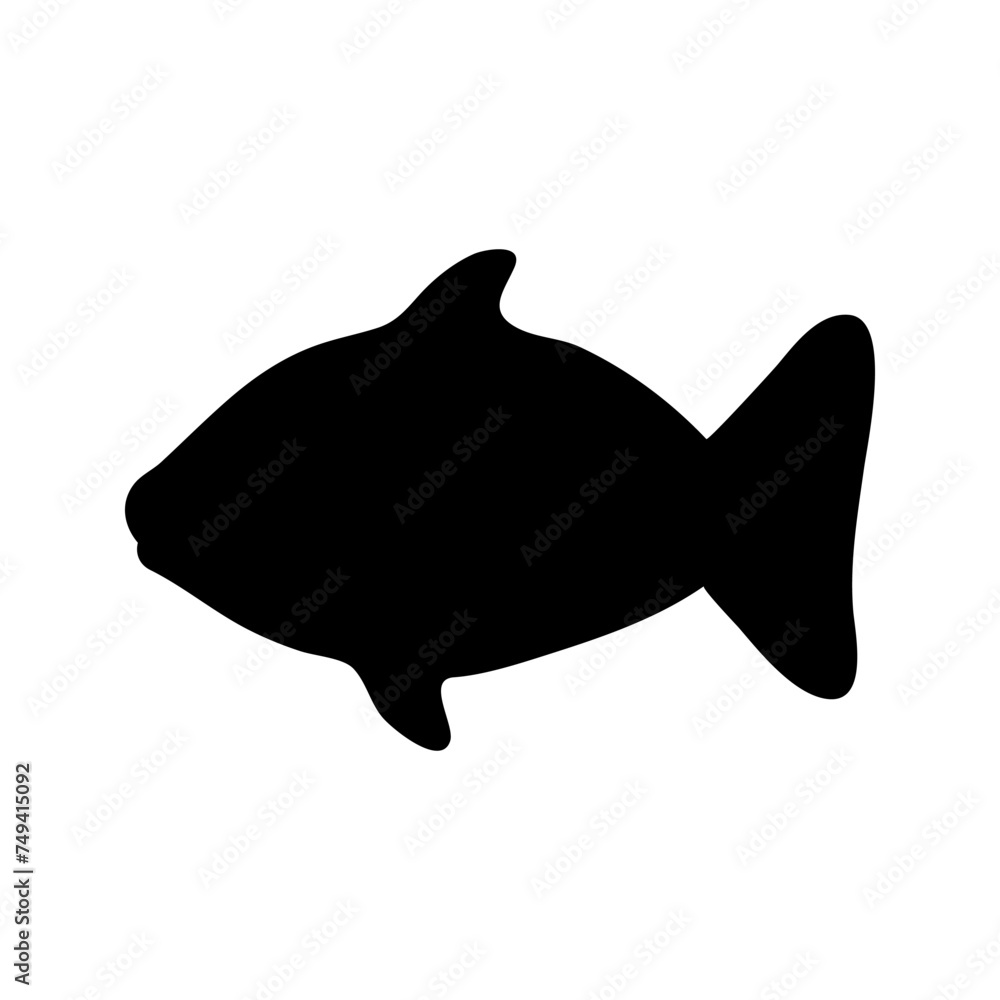 Vector single small fish silhouette. Hand drawn doodle illustrations Vector single small fish silhouette. Hand drawn doodle illustrations