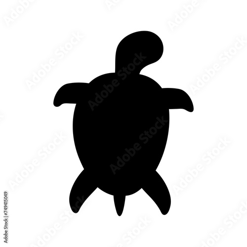 Vector single turtle silhouette. Hand drawn doodle illustrations