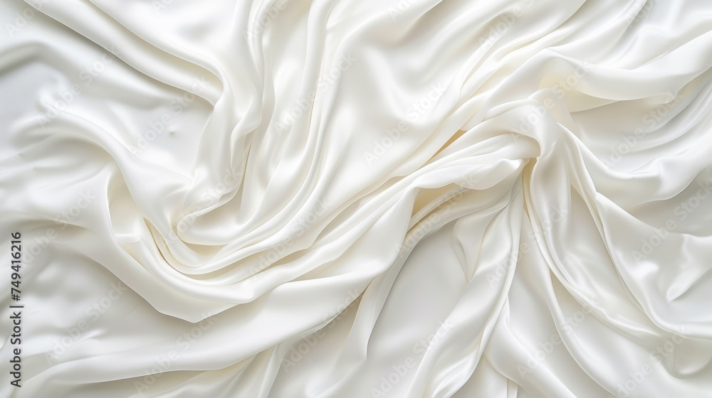 Elegant, creamy white silk fabric with a smooth texture and gentle folds, exuding luxury and sophistication, ideal for bridal or fashion backgrounds. Elegant, creamy white silk fabric with a smooth texture and gentle folds, exuding luxury and sophistication, ideal for bridal or fashion backgrounds.