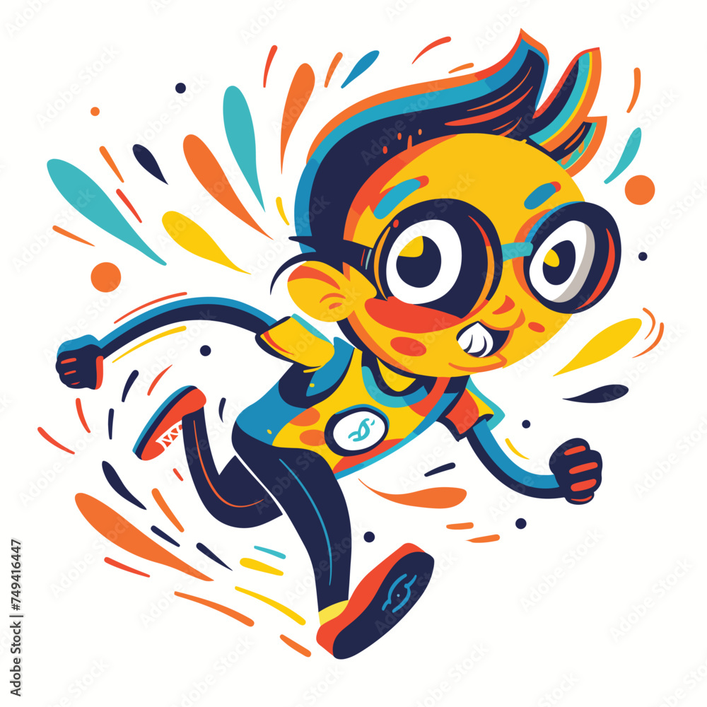 funny quirky sprint graphic element on white