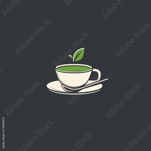 Green tea matcha coffee icon in modern style for website