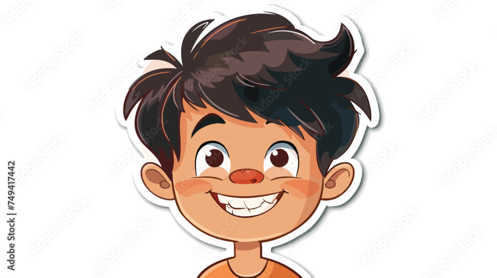 sticker of a happy cartoon boy