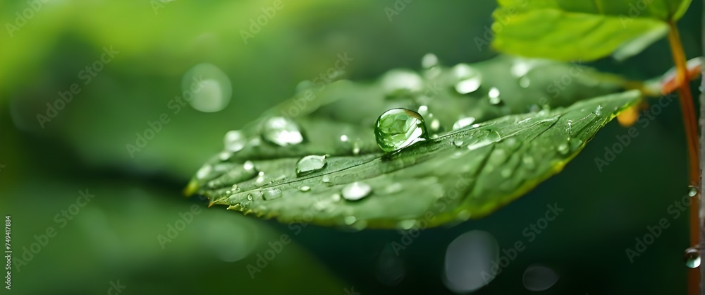 Tesing carbon dioxide in water drops on green leaf. Closeup of plant green leaf with CO2. Science and nature concept. Perfect for eco sticker. photorealistic. Selective focus Tesing carbon dioxide in water drops on green leaf. Closeup of plant green leaf with CO2. Science and nature concept. Perfect for eco sticker. photorealistic. Selective focus