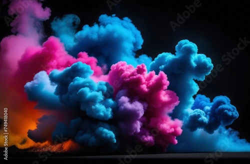 colorful smoke against black background close up