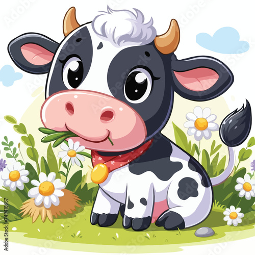 cute cow vector on whait background.