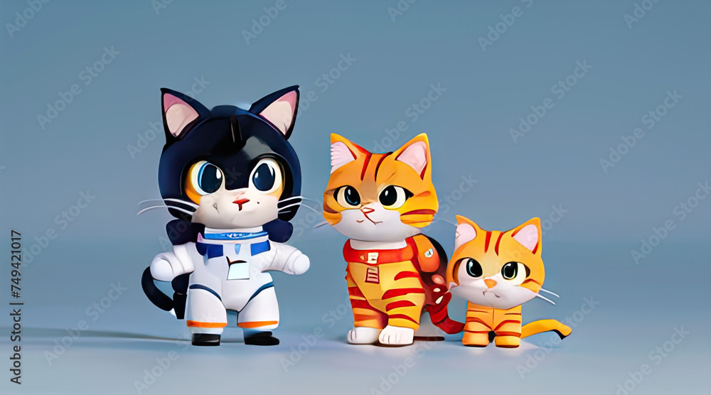 Fototapeta premium cat on the moon astronaut and spaceship or astronaut in space or cat astronaut in space or astronaut cat or astronaut with cat or cat cosplay astronaut or cat costume astronaut with love, love pink