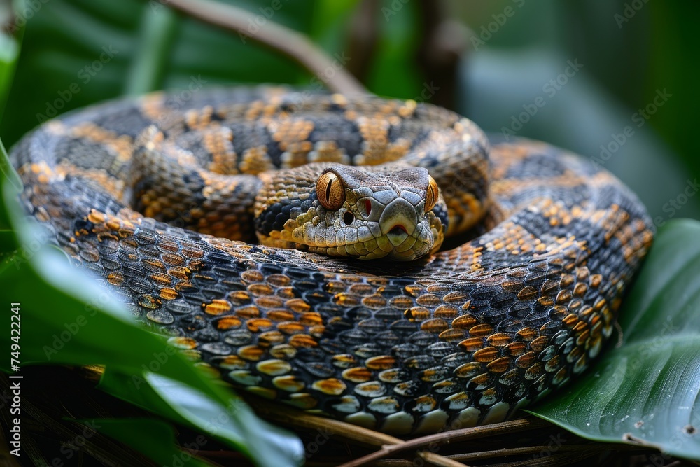 Poisonous snake close-up, wildlife Poisonous snake close-up, wildlife