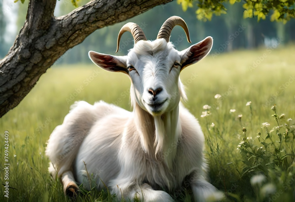 Obraz premium goat on the meadow