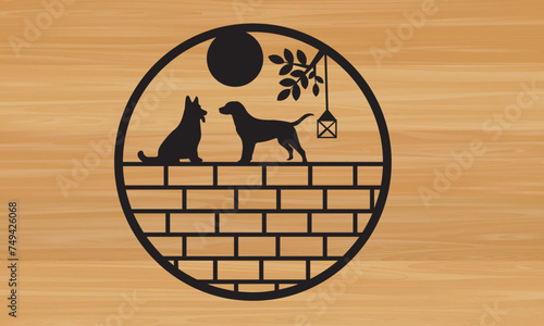 Dog metal sing laser sing ,dog metal wall art