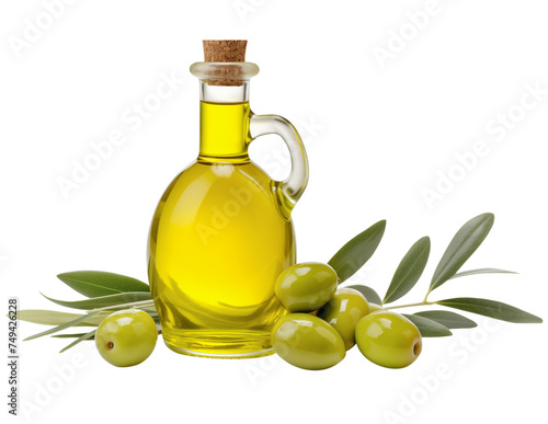 Isolated olive oil bottle on transparent background