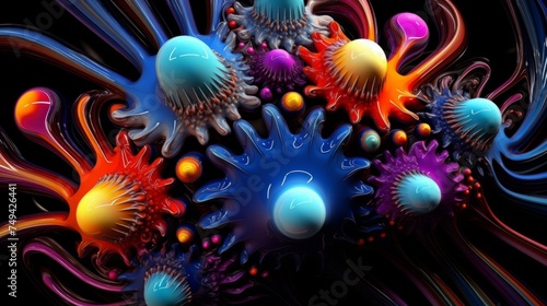 Wallpaper Mural Freeform ferrofluids background in neon colors. Beautiful chaos of swirling frequency  Torontodigital.ca