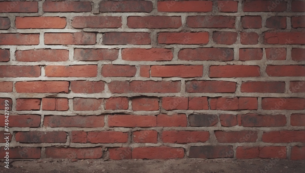 Fototapeta premium Antique Red Brick Wall Texture for Backdrops. AI Generated 