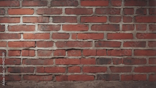 Antique Red Brick Wall Texture for Backdrops. AI Generated 