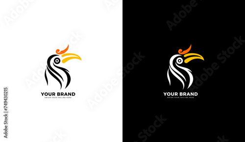 Unique and rare bird logo. Hornbill bird head icon design. Graphic vector illustration photo
