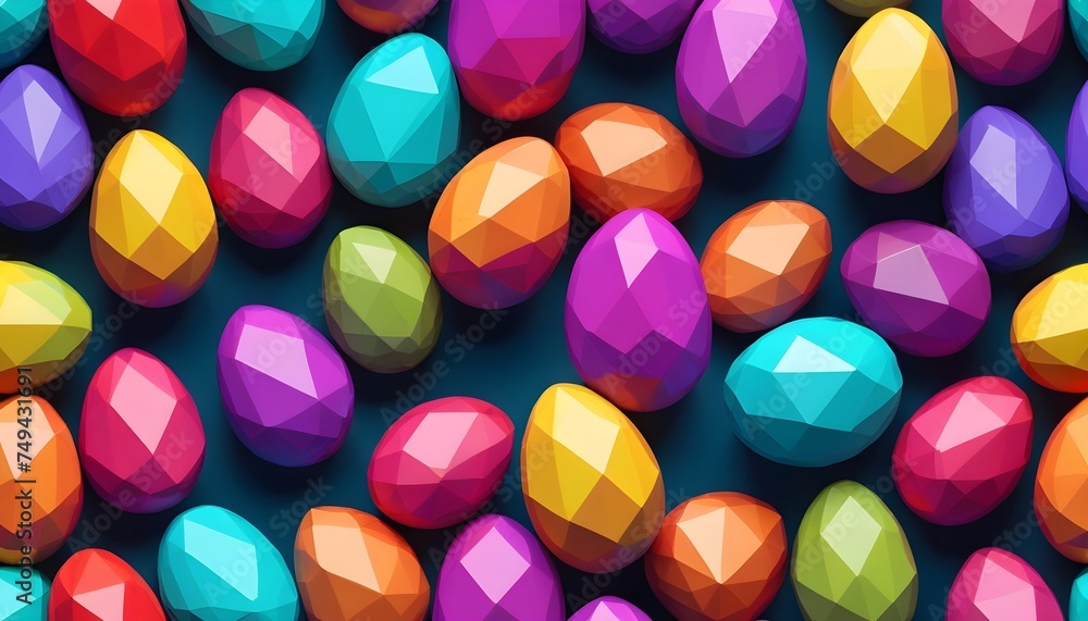 Low-poly easter eggs background Low-poly easter eggs background