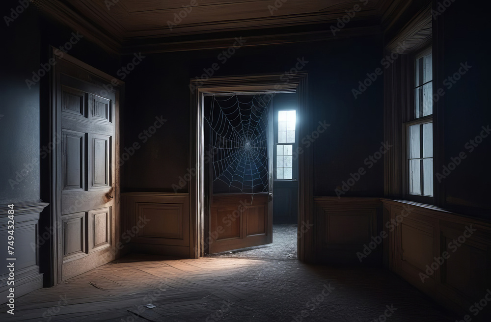 Dark room with window. An old room in abandoned building. Light from window. Scary atmosphere. old abandoned building. interior of an abandoned house. Abstract horror background for halloween