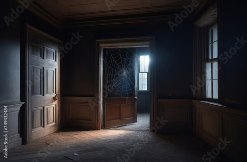 Dark room with window. An old room in abandoned building. Light from window. Scary atmosphere. old abandoned building. interior of an abandoned house. Abstract horror background for halloween