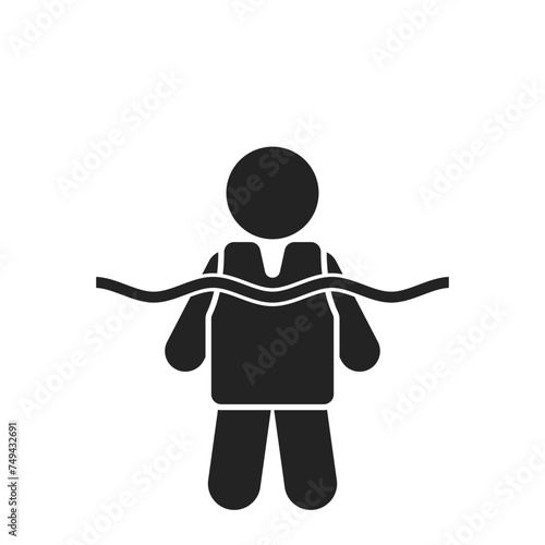 Isolated pictogram ison of kid wear life vest for swimming pool safety sign photo