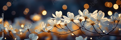 Spring Background White Blossoms Sunbeams  with lights  light black and yellow  Background HD  Illustrations