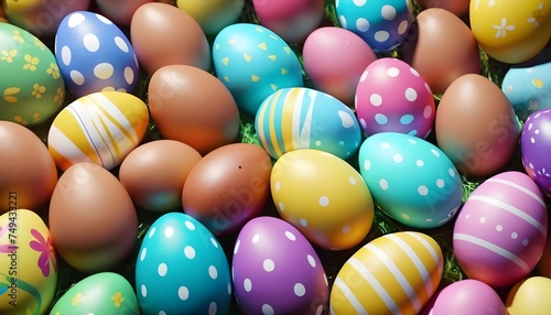 Multitude of colorful easter eggs