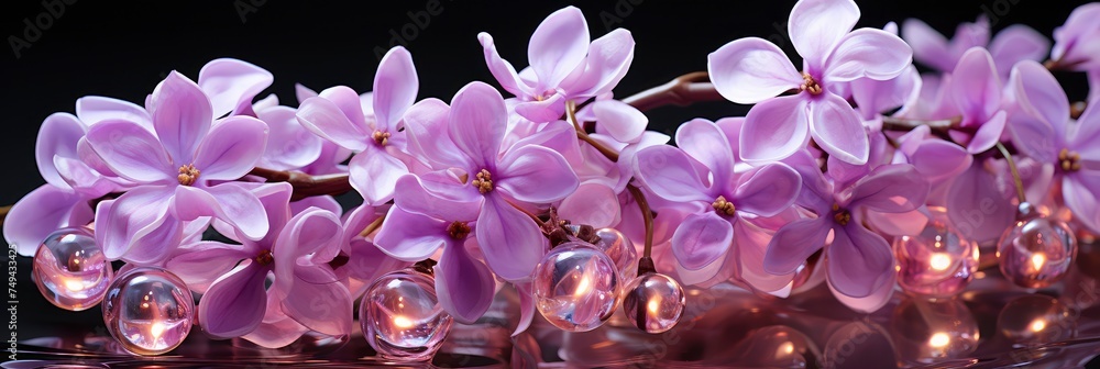 Spring Flowers Lilac On White Wooden, with lights, light black and yellow, Background HD, Illustrations