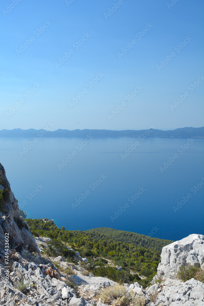 View of the island Mljet in the distance from St. John on the Peljesac peninsula