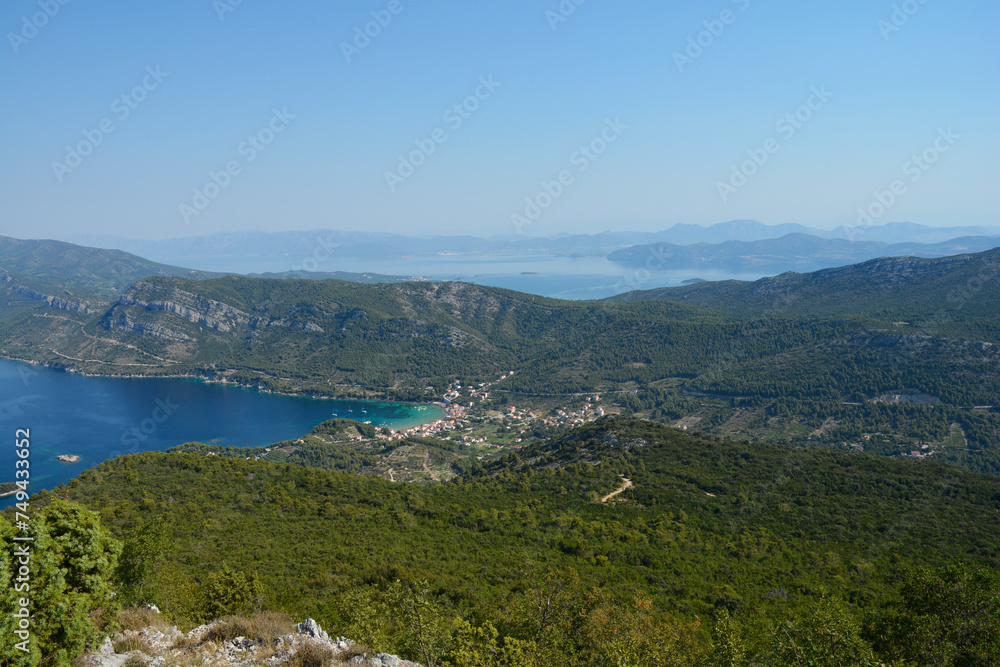 Top view of Village Zuljana and on peninsula Peljesac, Croatia - view from a hill