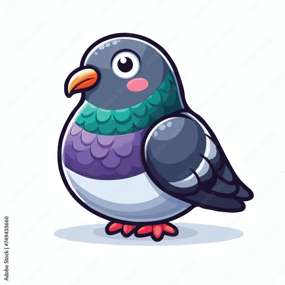 Fototapeta premium cute pigeon vector on white background.