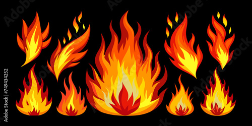A set of vector fire flame illustration