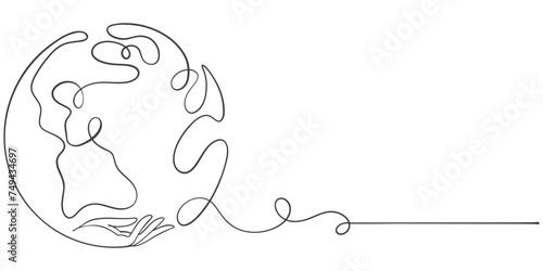 Earth line art style vector illustration, Earth day hand drawn line art style vector