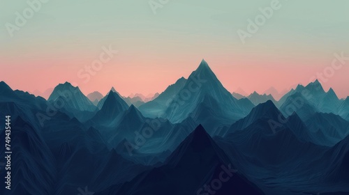 The first light of dawn gently illuminates a series of layered mountain ridges, creating a serene and contemplative landscape.