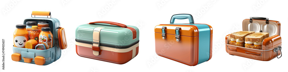 3D Lunch Box isolated on transparent background. 3D Lunch Box isolated on transparent background.