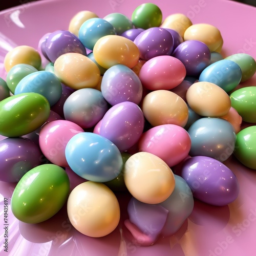 the Easter eggs painted in different colors