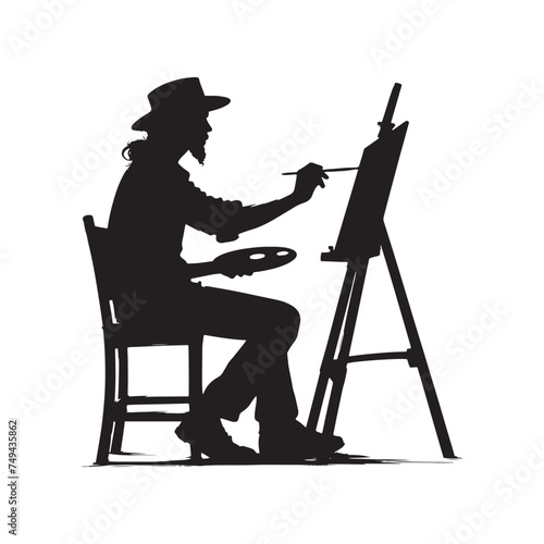 Artist Silhouette Showcase - Unveiling the Creative Spirit through Artist Illustration - Artist Vector - Painting Silhouette
