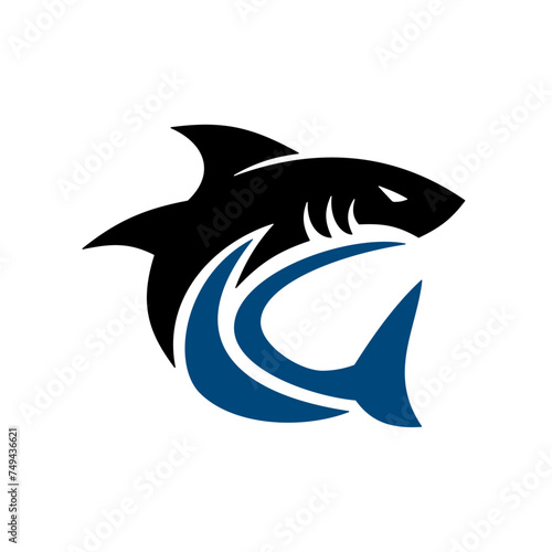 Dynamic Black and Blue Shark Logo