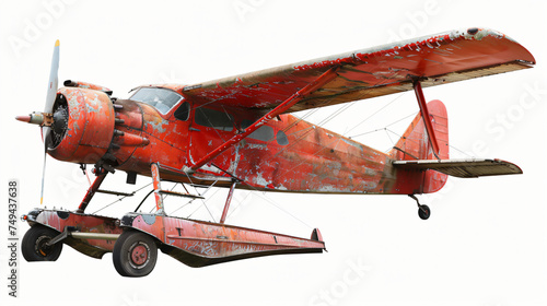 Red plane used for agricultural or sanitation
