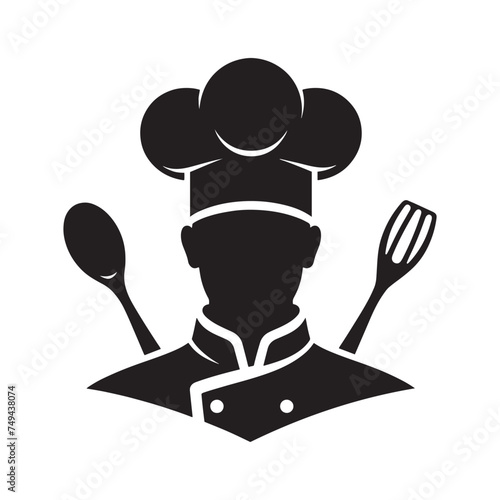 Culinary Elegance: Cook Silhouette Spectacle - A Theatrical Display of Shadows and Epicurean Atmosphere with Chef Vector - Chef Illustration
