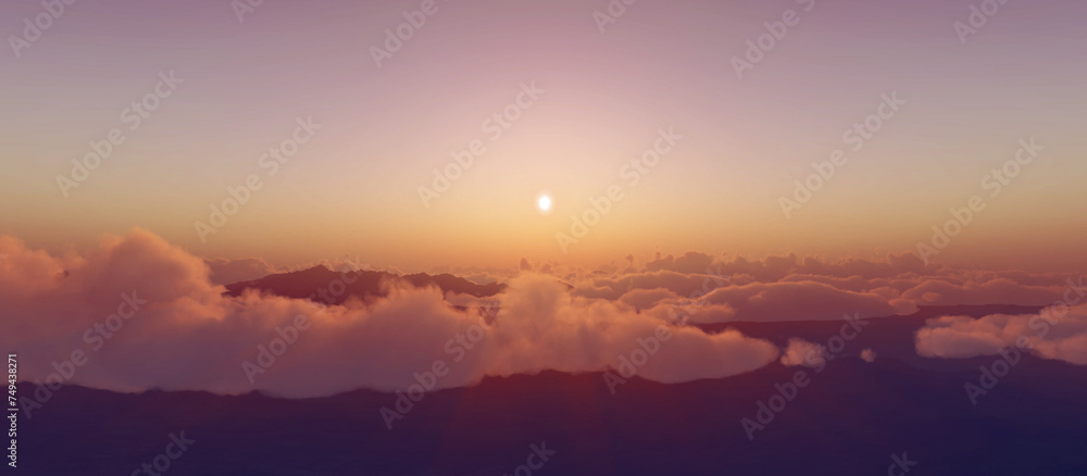 Obraz premium above clouds fly sunset sun ray