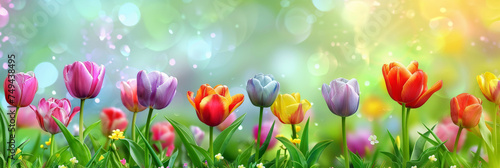 colorful tulip field background  banner background