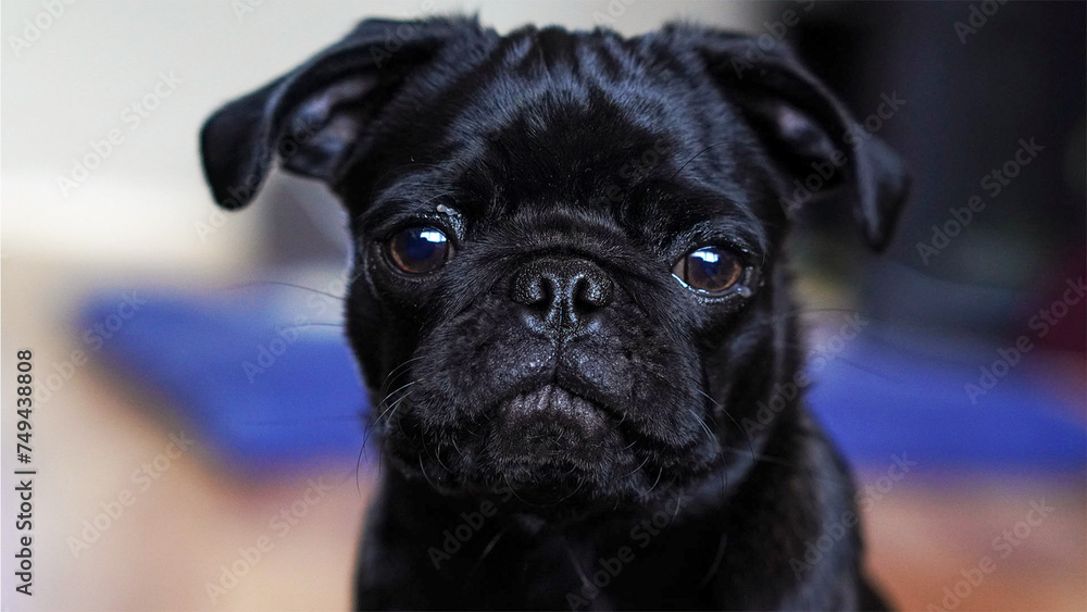 Portrait von schwarzem Mops Hundewelpen