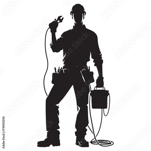 Electrician Silhouette Extravaganza - A Journey into the Technical Macabre with Electrician Illustration and Electrician Vector
