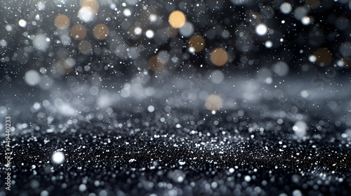 Falling snowflakes on night sky black background. generative ai