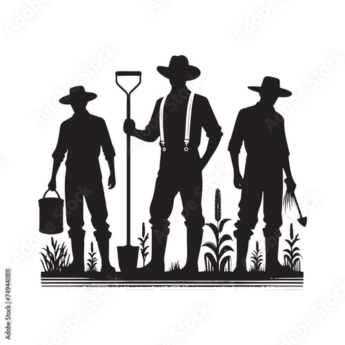 Dynamic Farmer Silhouette Collection - Traversing the Fields through Farmer Vector - Farmer Illustration
