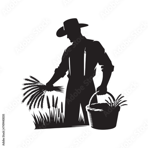 Awe-Inspiring Farmer Silhouette Ensemble - Unraveling the Veil of Agricultural Beauty with Farmer Illustration and Farmer Vector
