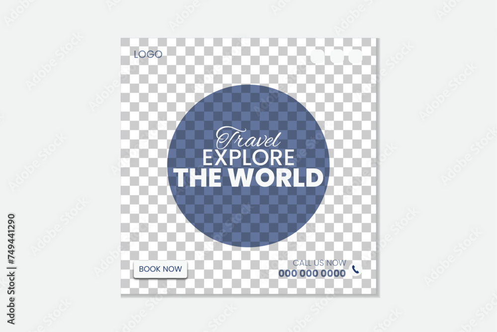 Fototapeta premium unique travel social media post design template vector idea new shape.