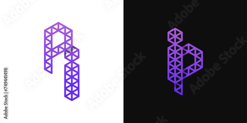 Letters IP and PI Polygon Logo, suitable for business related to polygon with IP or PI initials